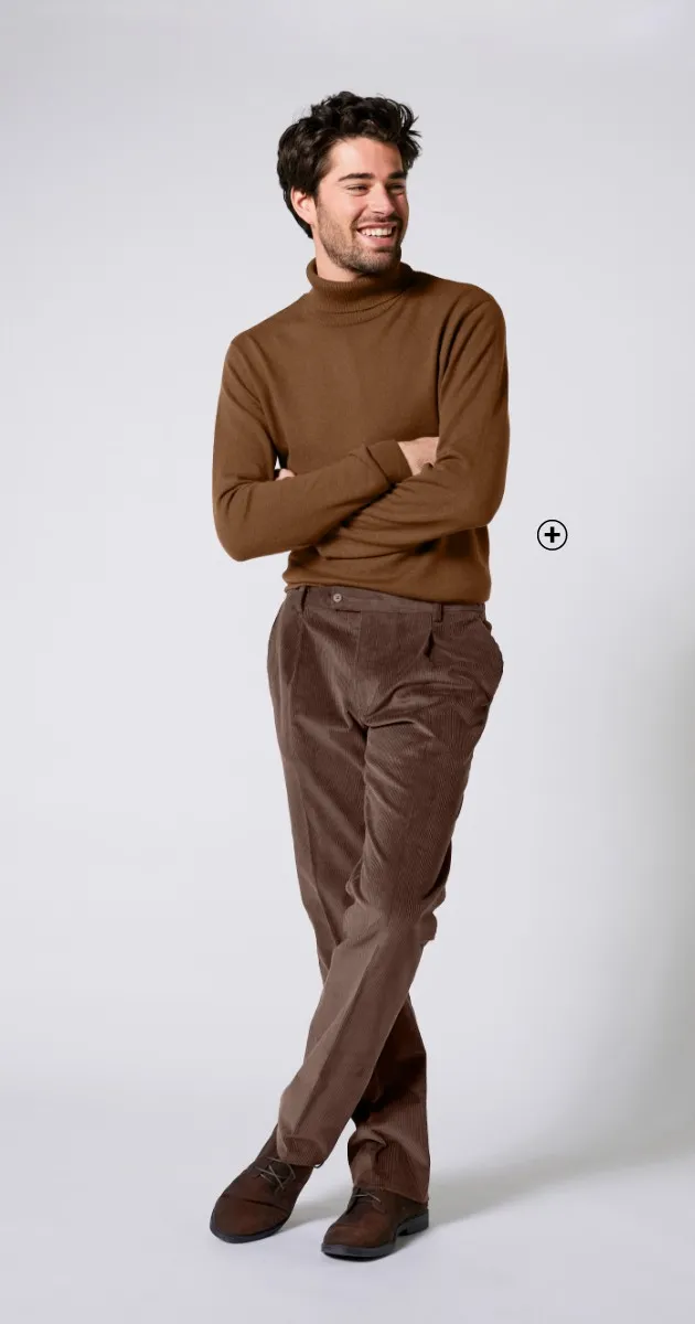 Pantalon velours homme taille élastiquée sans pince marron pas cher | Blancheporte