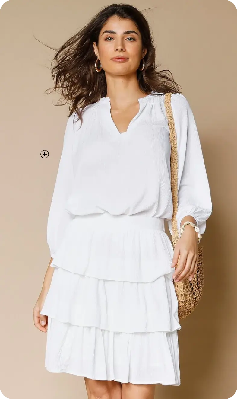 Blouse blanche col tunisien pas chère - Blancheporte