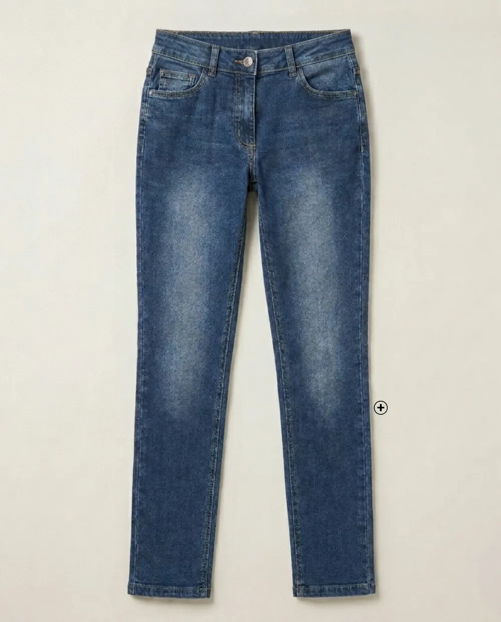 Jean droit femme spécial petites, coton élasthanne, ceinture amovible, coloris bleu stone - Blog Blancheporte