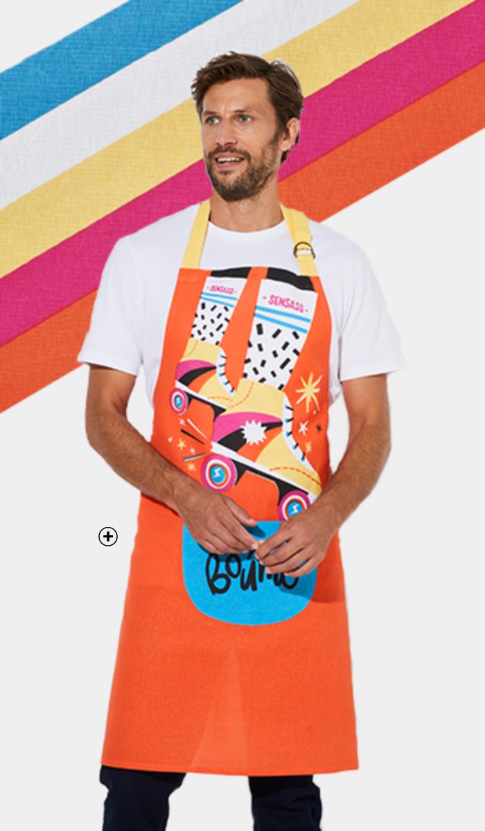 Tablier cuisine multicolore 100% coton Tablier cuisine multicolore avec poche centrale 100% coton pas cher| Blancheporte x Lulu la Nantaise