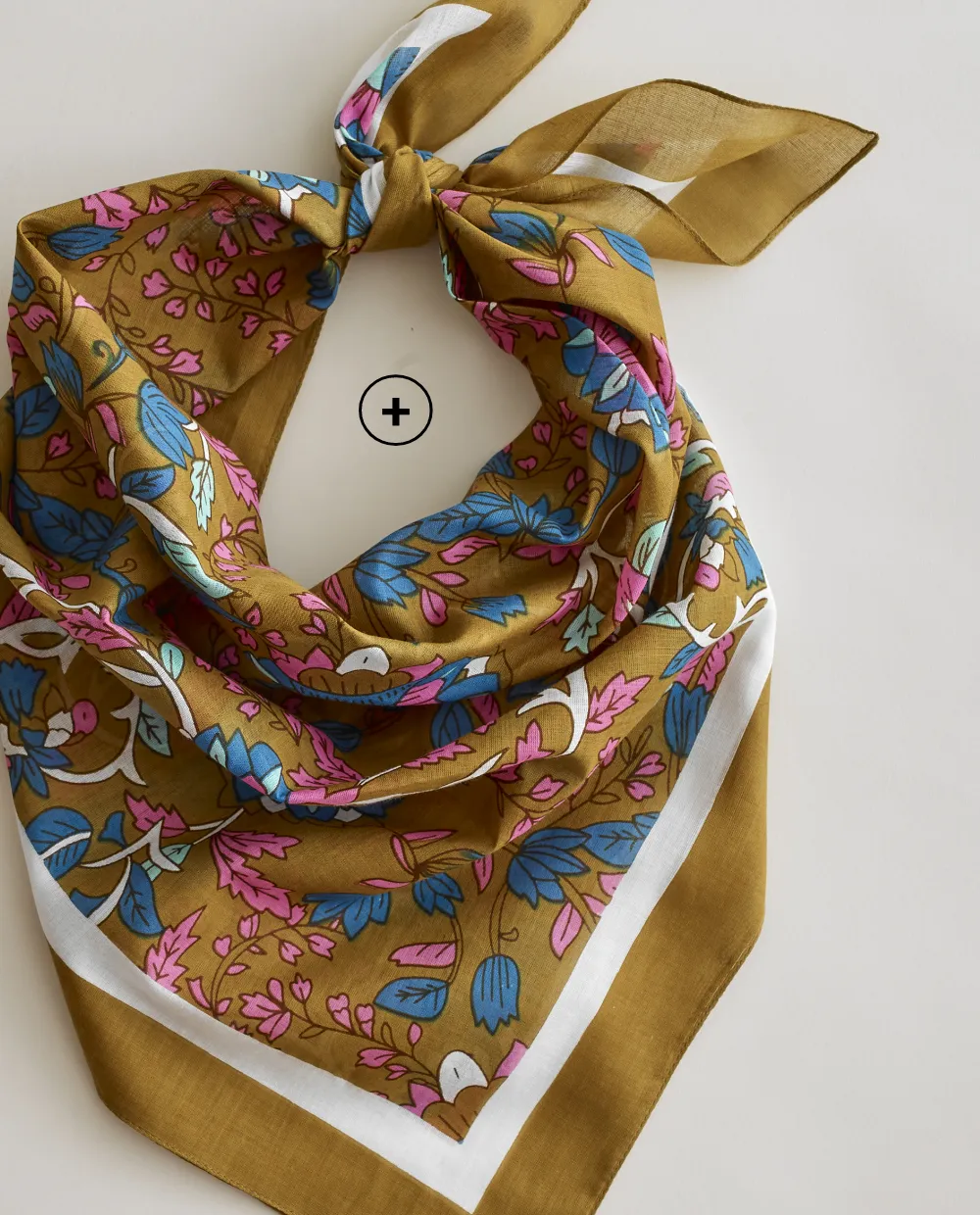 Foulard en voile de coton imprimé fleurs, accessoire léger, coloris safran, motifs floraux - Blog Blancheporte