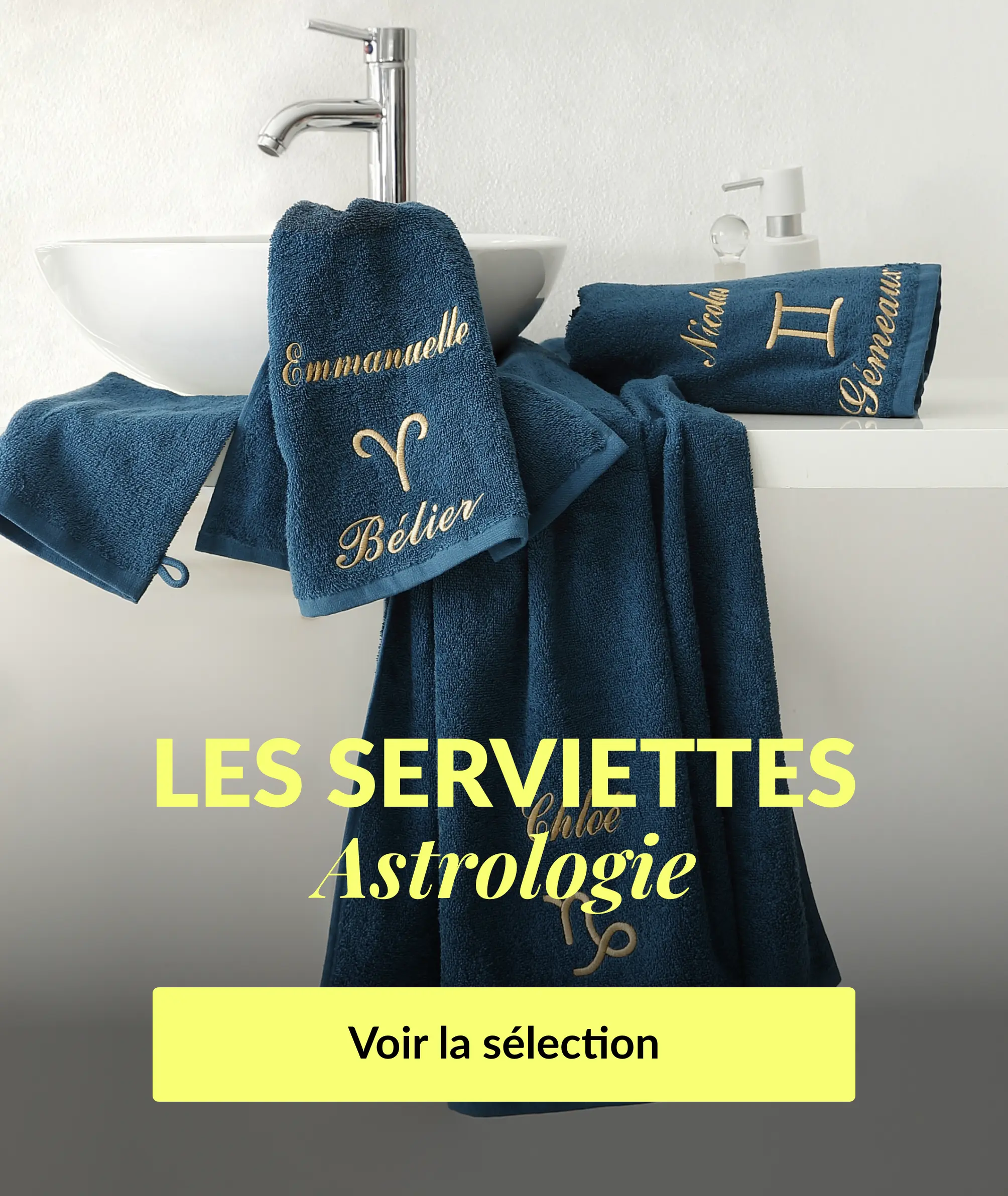 Découvrez nos serviettes de bain brodées avec votre signe astro