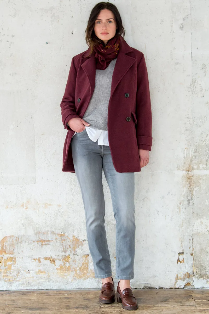 Manteau caban boutonné bordeaux - Blog Blancheporte