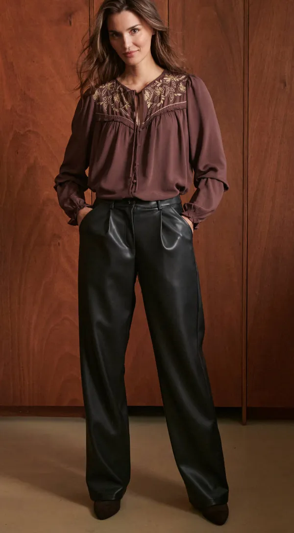 Pantalon large simili cuir noir - Blog Blancheporte