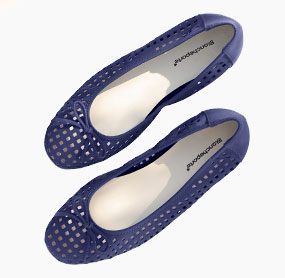 Ballerines bleues compensées cuir ajouré pas cher - Blancheporte 