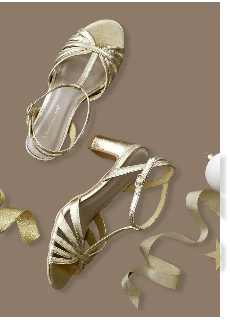Salomés dorés à talon multibrides - Blog Blancheporte