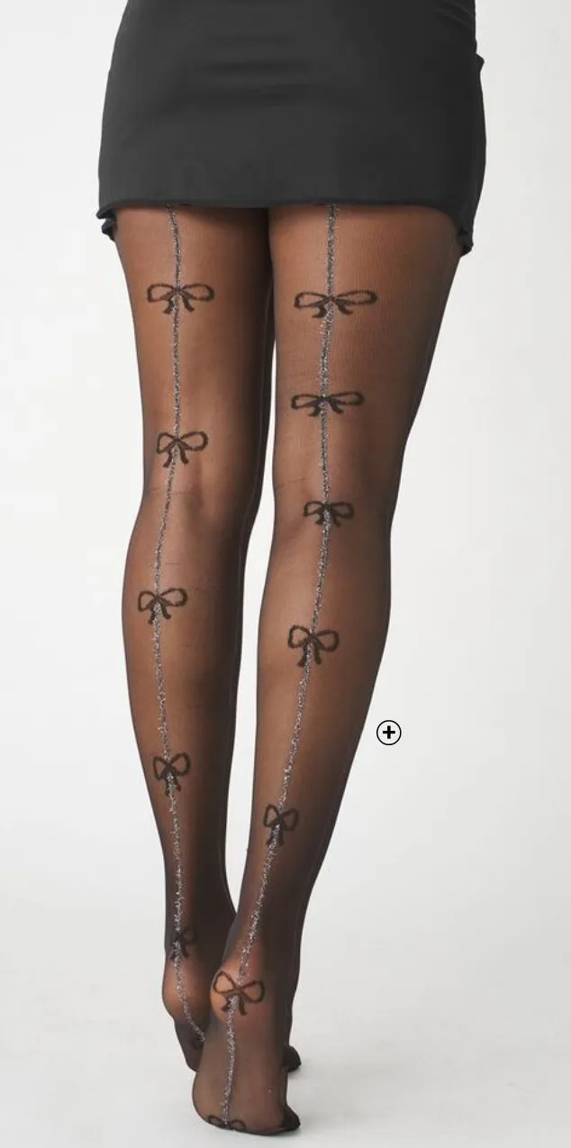 Lot de 2 collants motifs noeuds noirs pas cher | Blancheporte