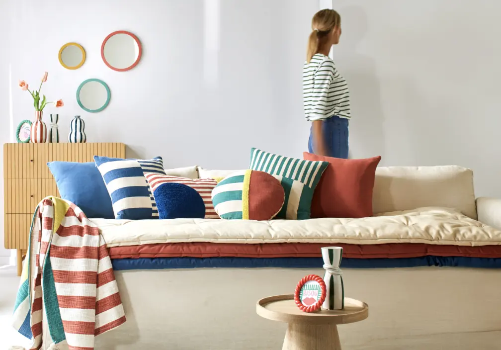 Découvrez notre sélection maison avec des motifs géométriques sur le site Blancheporte.fr