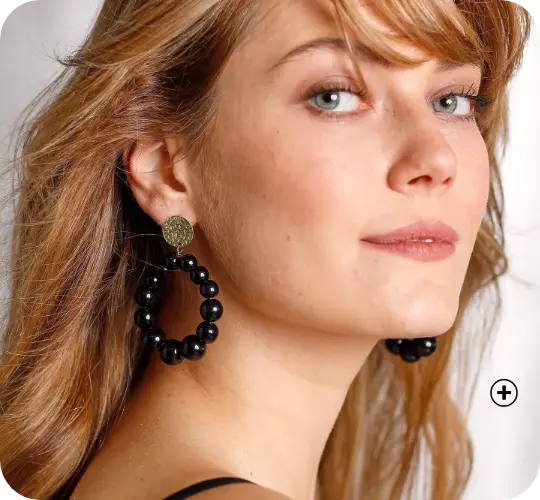 Boucles d'oreilles perles fantaisie noires pas chères | Blancheporte