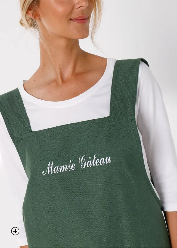 Tablier de cuisine japonais en coton personnalisable coloris beige, cadeau pratique et personnalisé