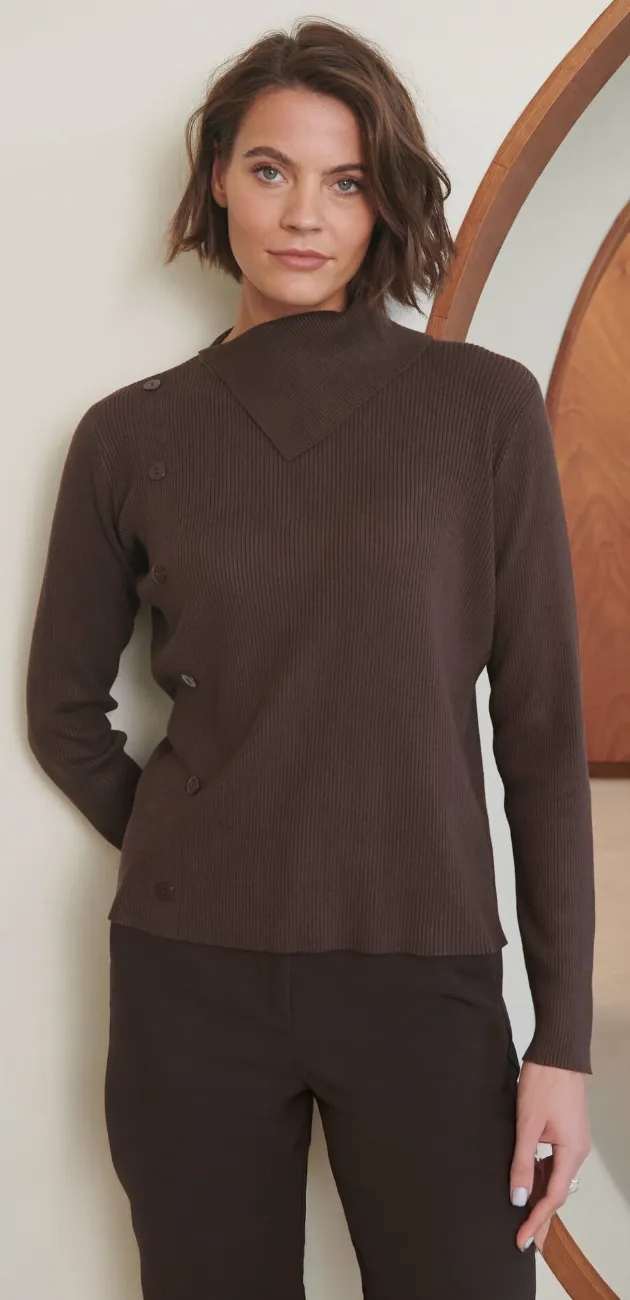 Pull col asymétrique, détails boutons - Blog Blancheporte