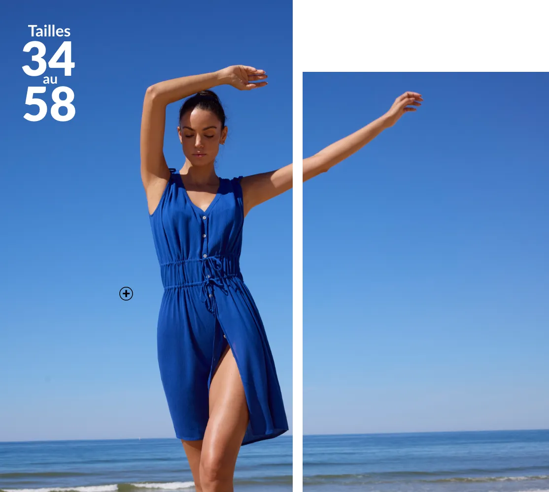 Robe de plage courte en crépon bleu - Blog Blancheporte