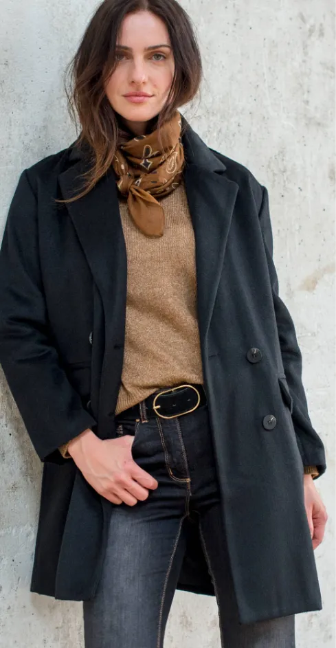 Manteau mi-long à col tailleur, boutonnage croisé - Blog Blancheporte (doublon du n°1)