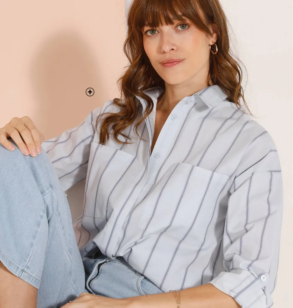 Chemise rayée base liquette en tissu teint, comment porter une chemise avec un jean | Blog Blancheporte