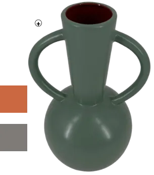 Vase rond en céramique à double anse vert pas cher | Blancheporte