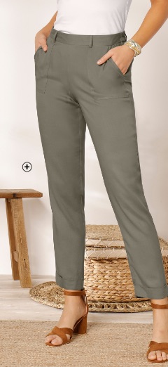 Pantalon cargo fluide coupe fuselée Pantalon cargo fluide femme coupe fuselée kaki pas cher | Blancheporte