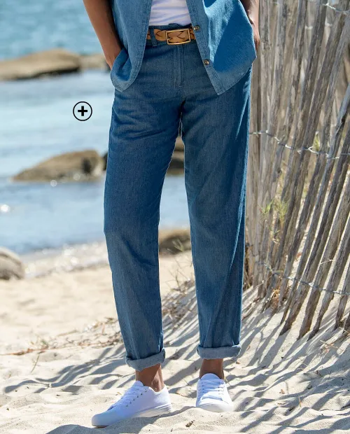 Pantalon chino en jean léger pour femme ronde – coupe fluide et flatteuse | Blancheporte
