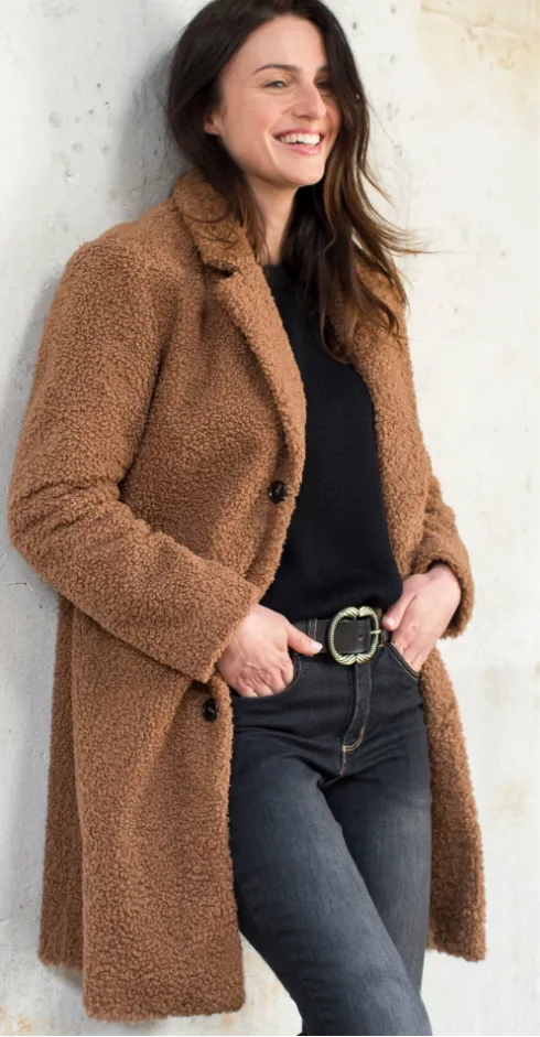 Manteau maille bouclette, col tailleur - Blog Blancheporte