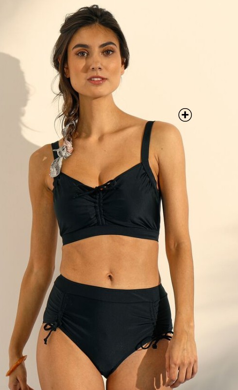 Haut de maillot de bain brassière post-opératoire uni Solaro® noir pas cher | Blancheporte