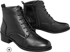 Bottines femme noires cuir confortable à lacets pas cher - Blancheporte