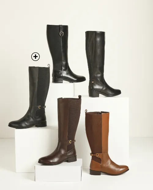 Bottes cavalières en cuir spécial larges mollets – style chic et décontracté, parfait avec une robe longue fluide ou une robe chemisier