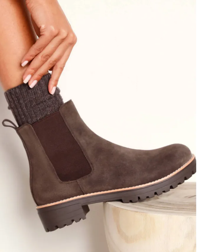 Boots chelsea croûte de cuir, semelle crantée épaisse - Blog Blancheporte