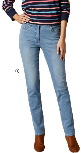 Jean droit poche brodée coeurs Jean droit femme poche brodée coeur bleached pas cher | Blancheporte