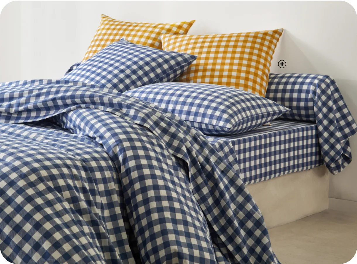 Parure de lit à carreaux Lou en coton imprimé, un modèle déco pour bien comprendre comment choisir sa parure de lit originale | Blog Blancheporte