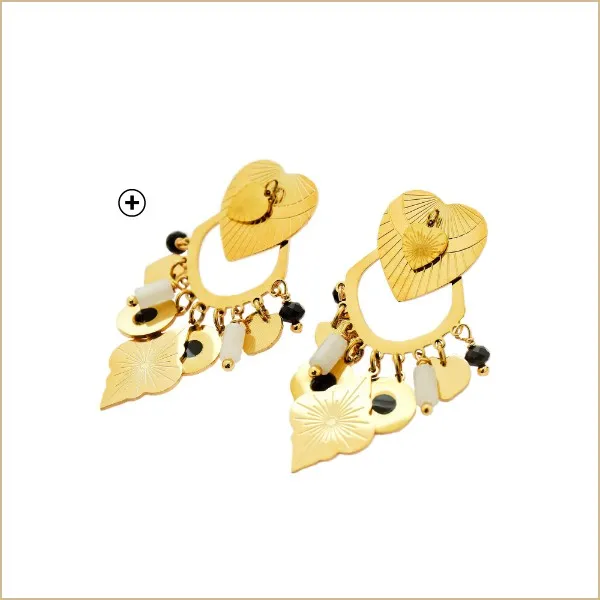 Accessoires tenue : boucle d'oreilles coeurs dorées femme pas cher | Blancheporte