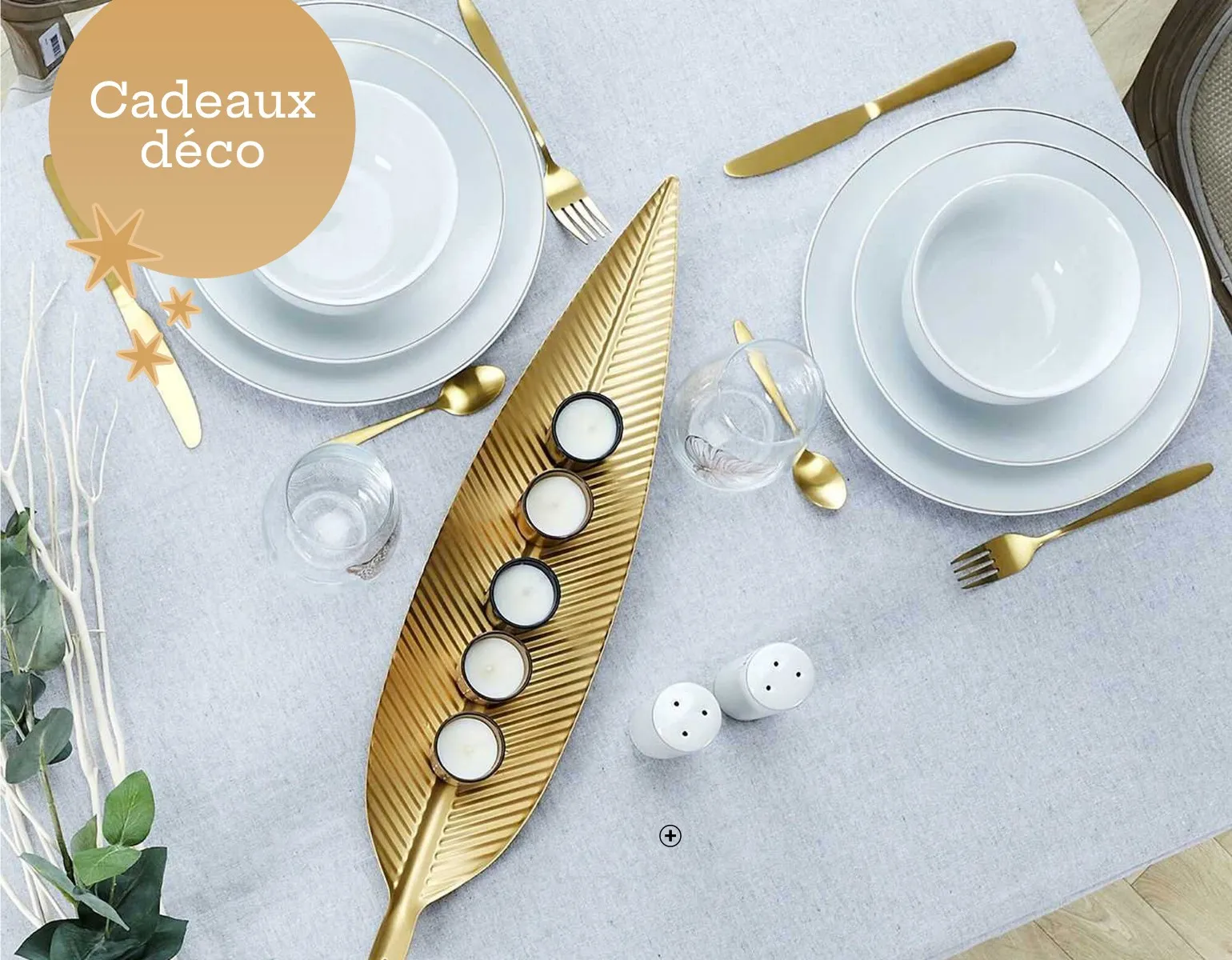 Centre de table en forme de feuille doré pas cher | Blancheporte