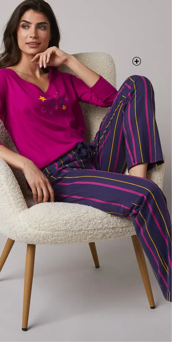 T-shirt de pyjama femme manches longues imprimé Estrella, chaleur et style pour l'hiver, meilleure matière pour un pyjama femme | Blancheporte
