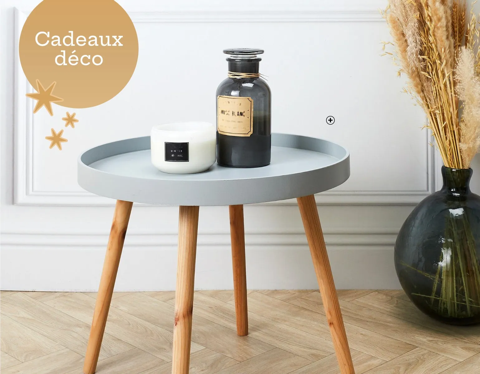 Table d'appoint bicolore gris et marron pas cher | Blancheporte
