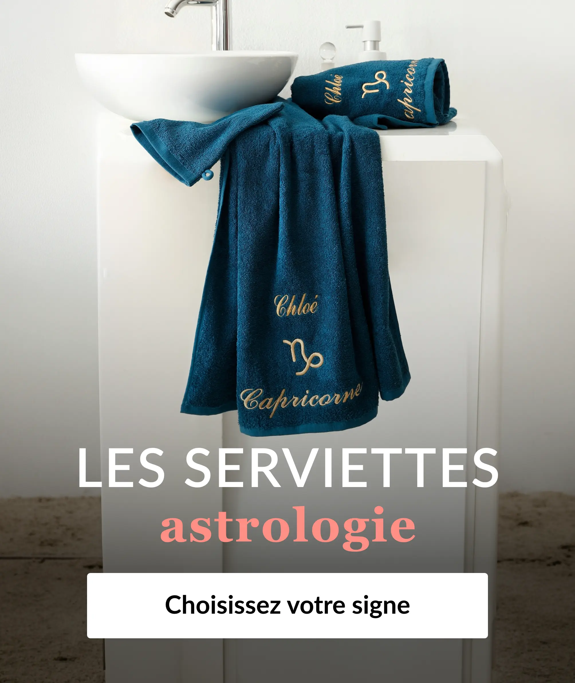 Découvrez nos serviettes de bain brodées avec votre signe astro