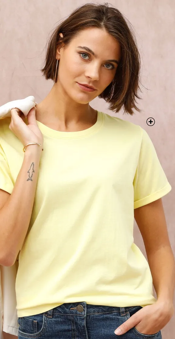 L'indispensable t-shirt manches courtes à revers pur coton - Blog Blancheporte