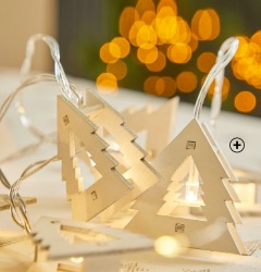 Guirlande lumineuse led forme sapins en bois décoration Noël pas cher - Blancheporte