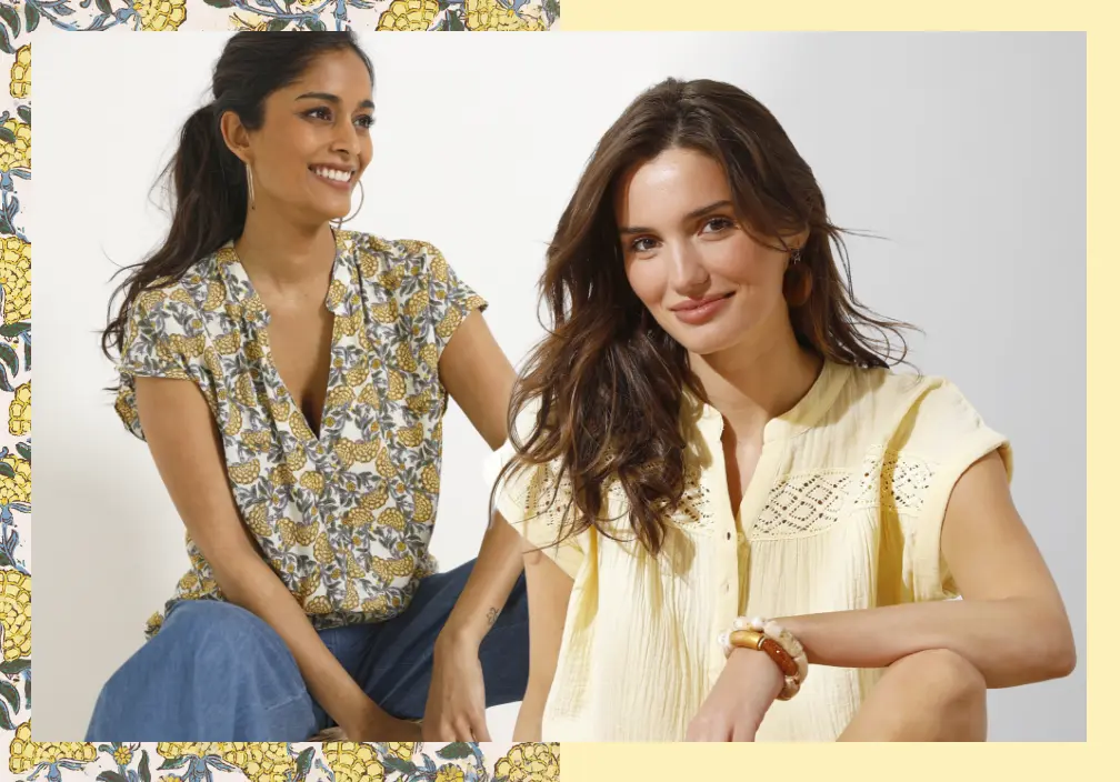 Profitez d'une large sélection de hauts unis ou imprimés pour femme du 34 au 58 !