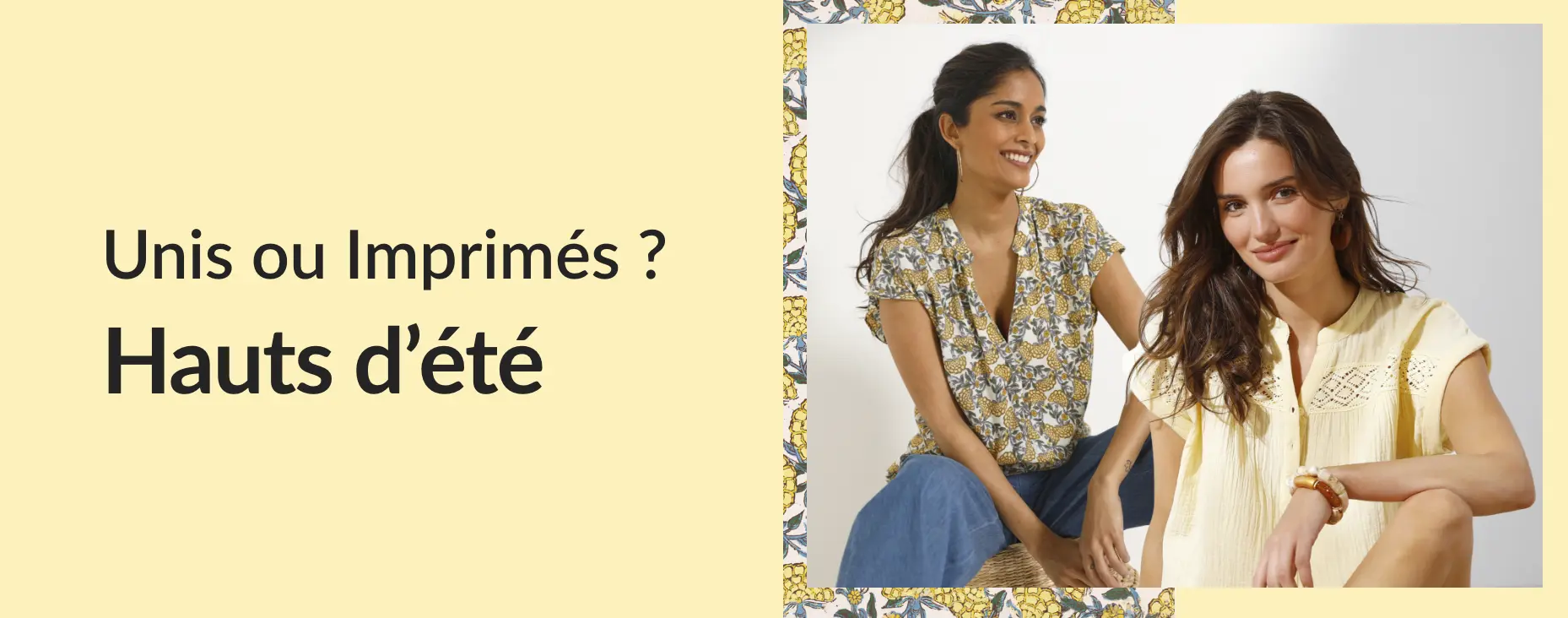 Profitez d'une large sélection de hauts unis ou imprimés pour femme du 34 au 58 !