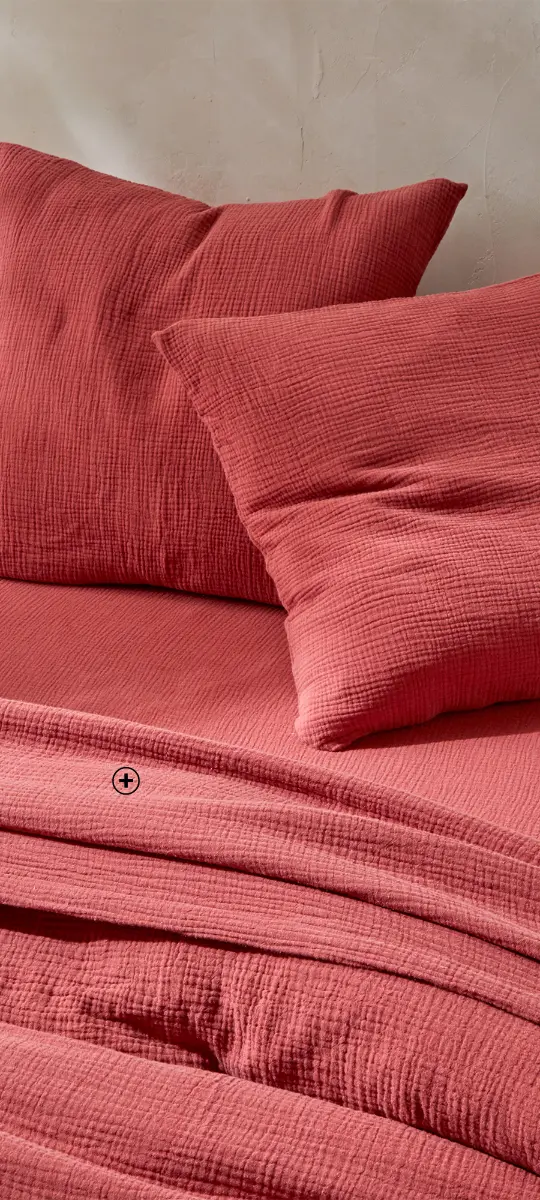 Linge de lit uni en triple gaze de coton, confort aérien et toucher délicat | Blancheporte