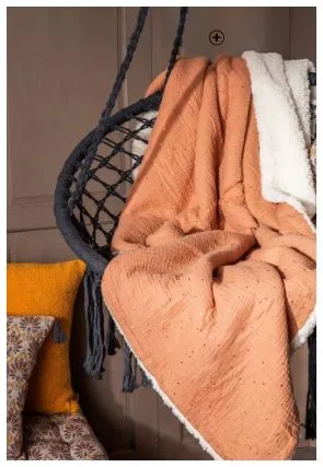 Plaid gaze de coton & sherpa terracotta pas cher | Blancheporte