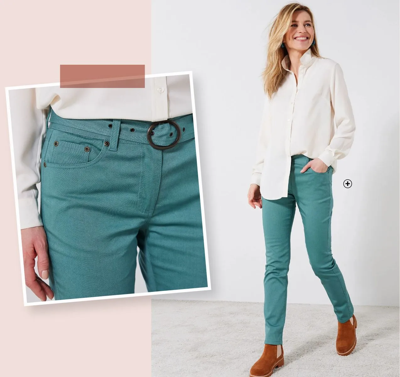 Pantalon petite taille femme coupe droite vert pas cher | Blancheporte