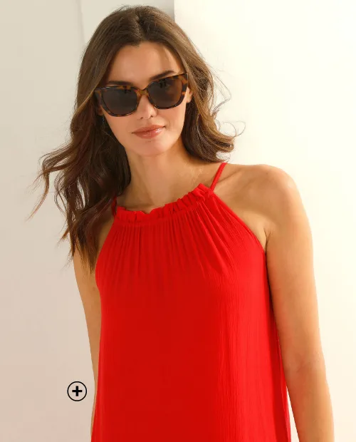 Robe rouge fines bretelles crépon fluide femme - Blog Blancheporte