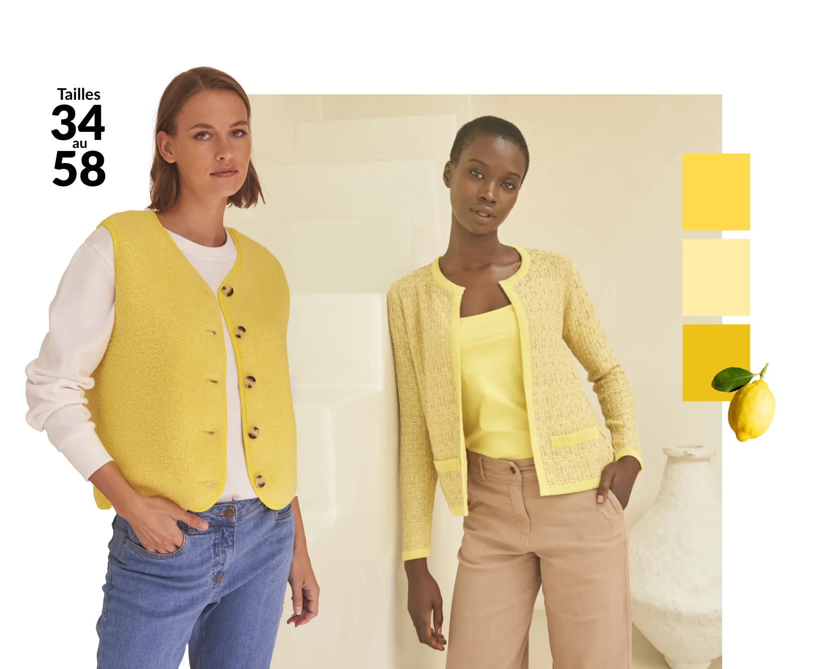 Le Jaune, star de la saison: découvrez les couleurs tendance printemps-été 2026, pour un look mode femme élégant | Blancheporte