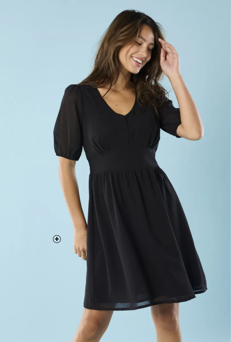 Robe courte en voile uni – style adapté aux femmes petites | Blancheporte