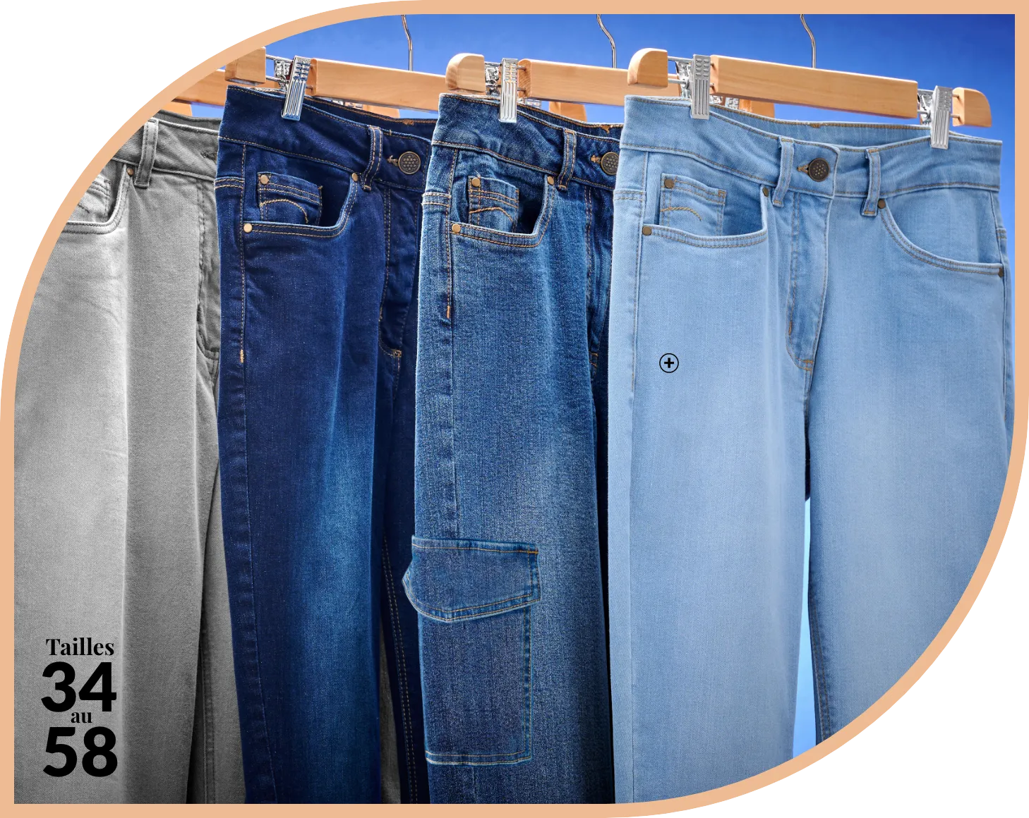 Jean femme ronde coupe large stretch spécial petite stature – idéal pour allonger la silhouette | Blancheporte