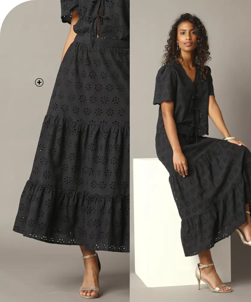 Jupe longue en broderie anglaise, féminine et romantique à souhait | Blancheporte