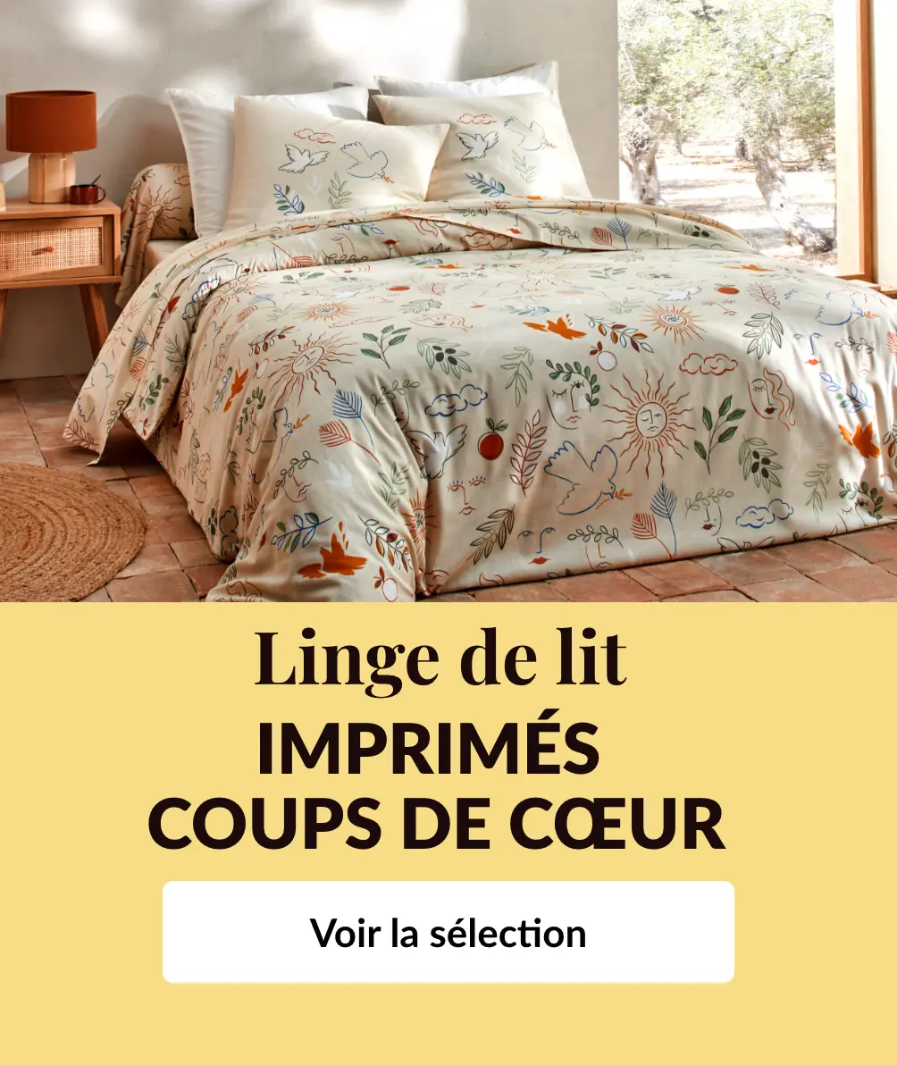 Découvrez notre sélection de linge de lit imprimés coup de coeur : motifs feuillage, fleurs, géométriques, ethniques...