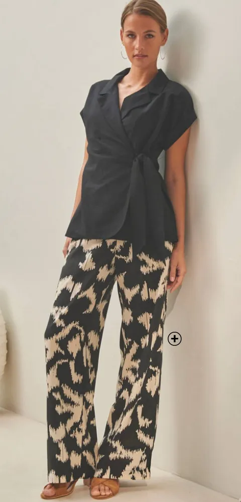 Pantalon large à imprimé noir et écru - Blog Blancheporte