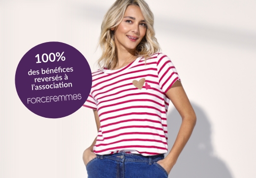 Craquez pour nos 2 marinières femme dont 100% des bénéfices sont reversés à l'association FORCEFEMMES