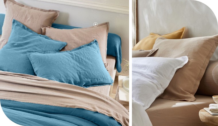 Linge de lit uni lin lavé Linge de lit uni 100% lin lavé Colombine® gris clair pas cher | Blancheporte
