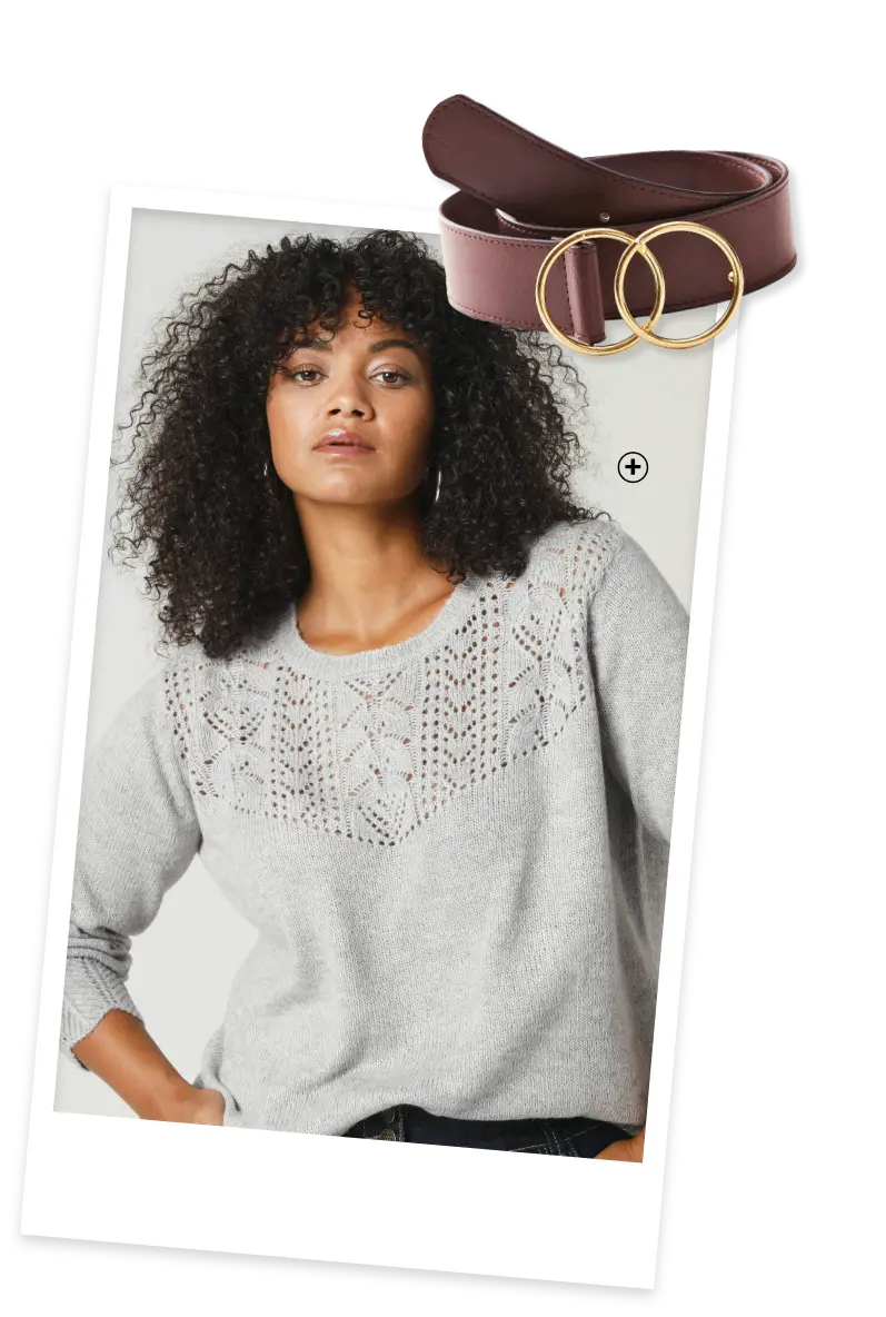 Pull en maille pointelle blanc cassé, délicat et féminin pour porter avec un jean | Blancheporte